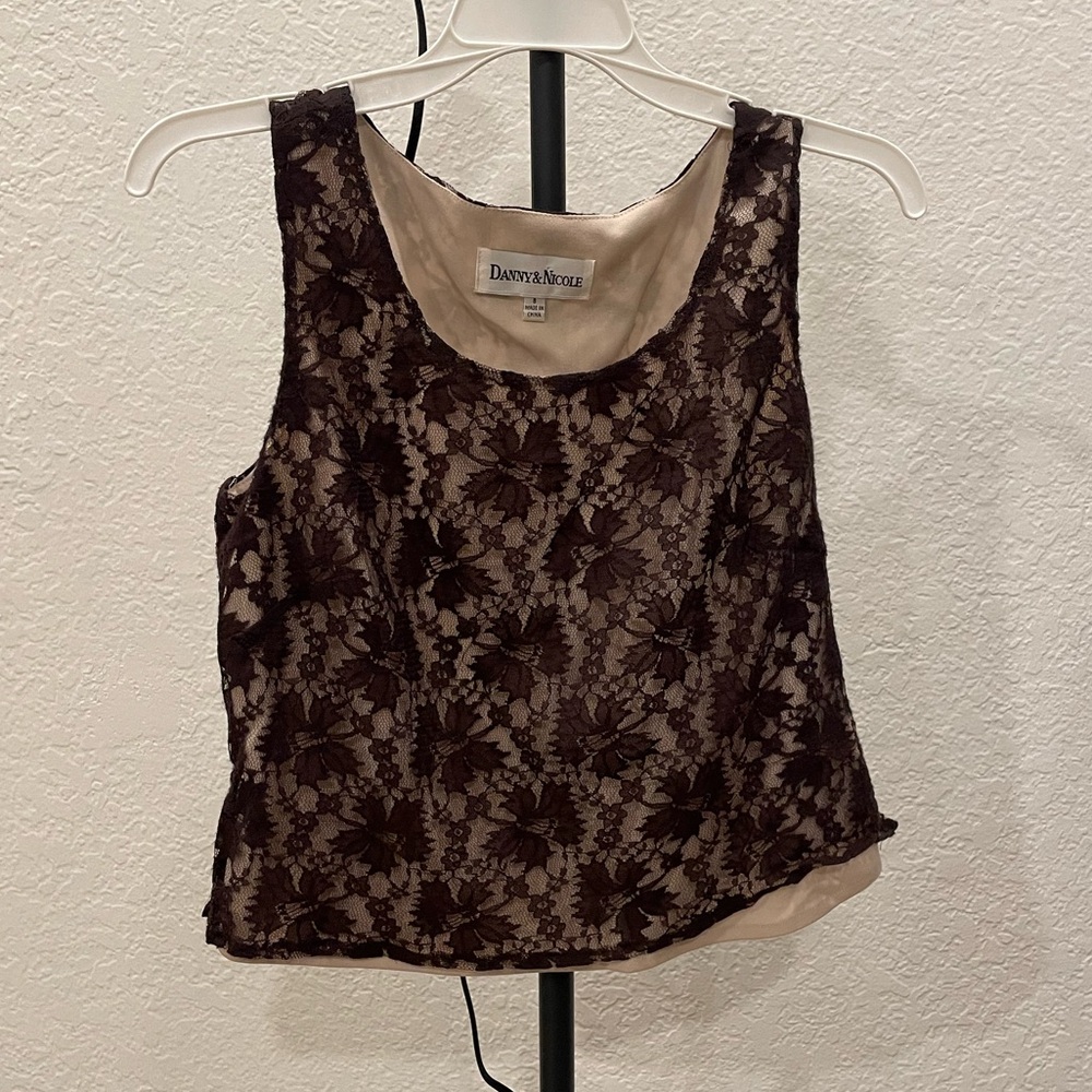 Vintage Danny & Nicole Layered Non-See Through Lace Top